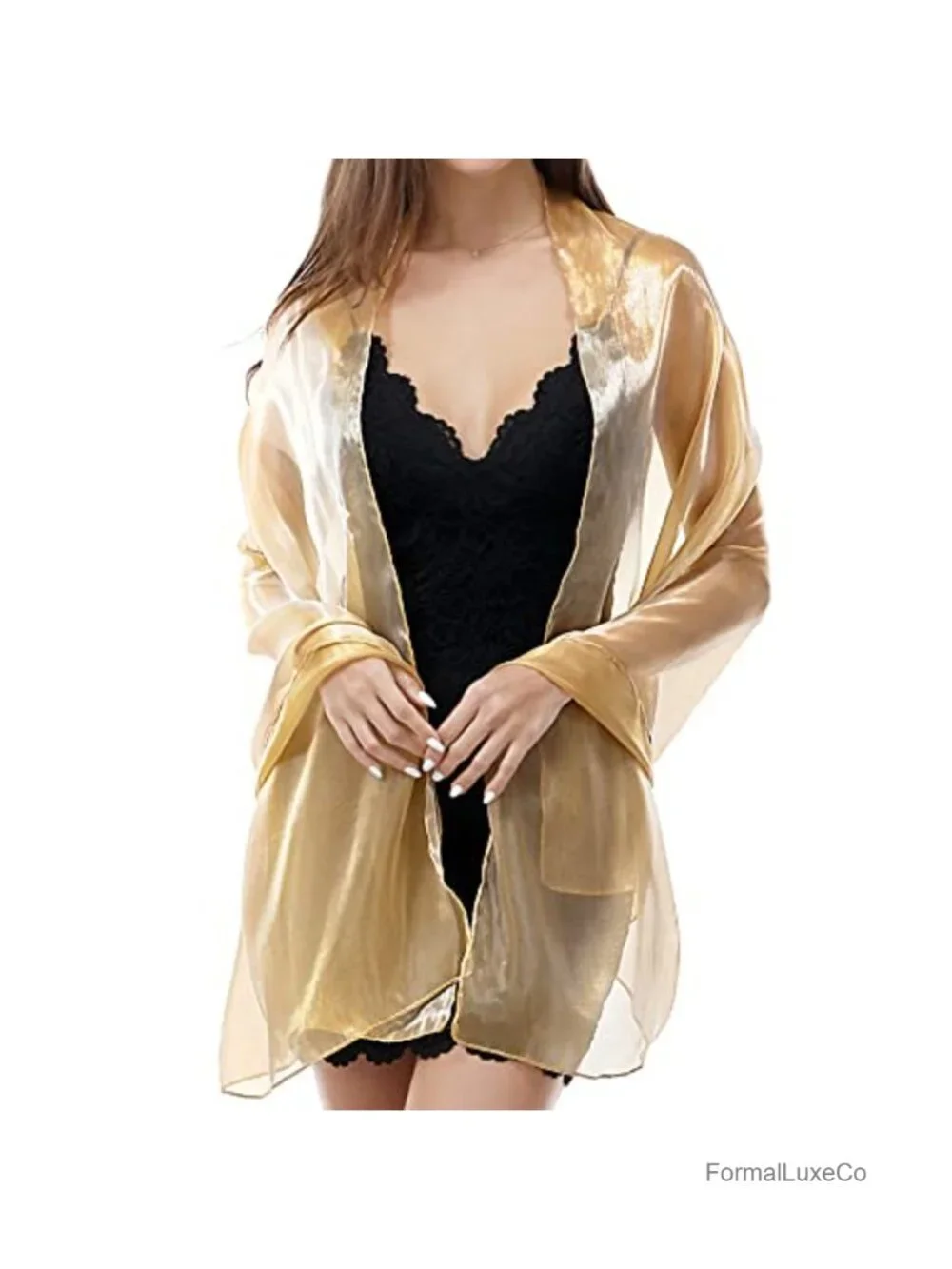 Sheer Organza Shawl Wrap for Evening Dresses Bridesmaid Wedding Party